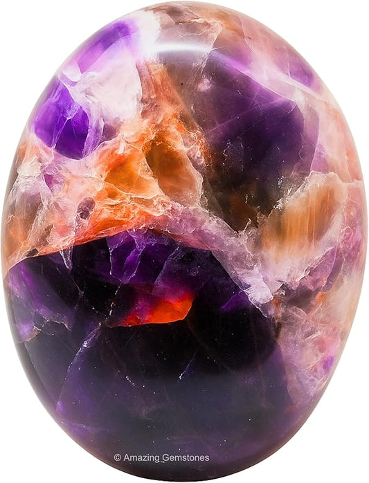 Dreamy Amethyst Crystals and Healing Stones - Large Palm Stone Crystals Piedra - Crystal for Good Luck, Positive Energy, Meditation - Unique Stocking Stuffers and Birthday Gifts for Women, Men