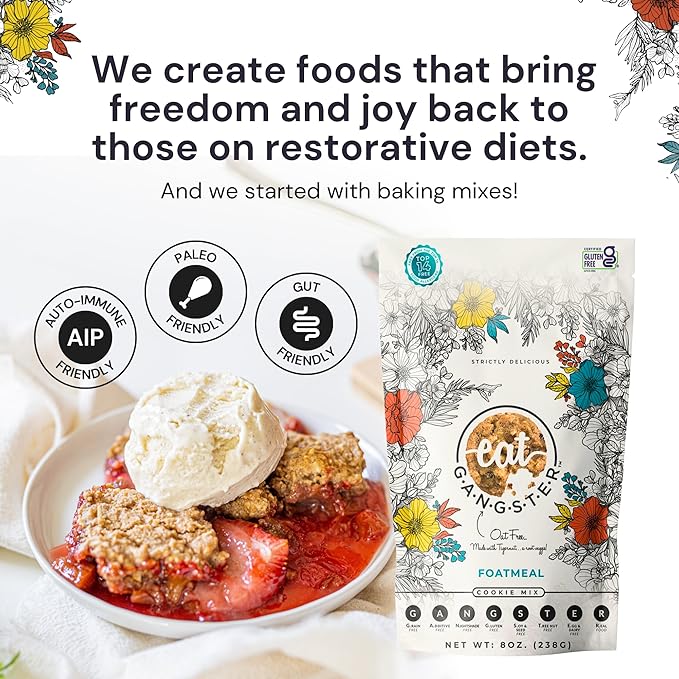 eat G.A.N.G.S.T.E.R. Foatmeal Cookie Mix - Allergy-Friendly Baking Mix, No Dairy, Nuts, Gluten, Dairy - Grain-Free Oatmeal Alternative - For Paleo & AIP Diets, Bake Cookies, Fruit Crumbles & Bars