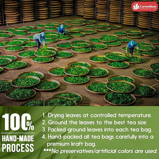 Lavendium, Premium 60 Raspberry Leaf Tea Bags, 100% Natural & Pure. Loose Leaf Raspberry Herbal Tea. No Sugar, No Caffeine, No Gluten, Vegan.