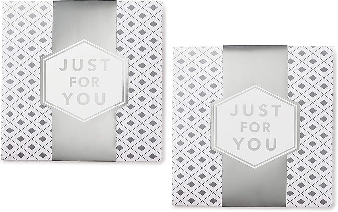 Hallmark 10" Large Gift Boxes with Wrap Bands (2-Pack: Silver and White, "Just For You") for Weddings, Graduations, Christmas, Birthdays, Wrapped Treats and Cookies