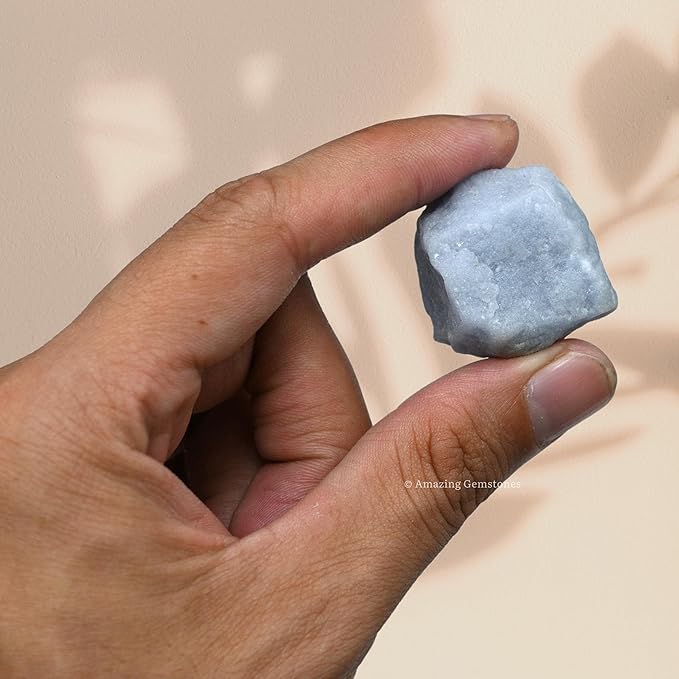 Amazing Gemstone Angelite Raw Crystals and Healing Stones, Natural Rocks for Tumbling - DIY Raw Stones and Crystals, 2 Pieces