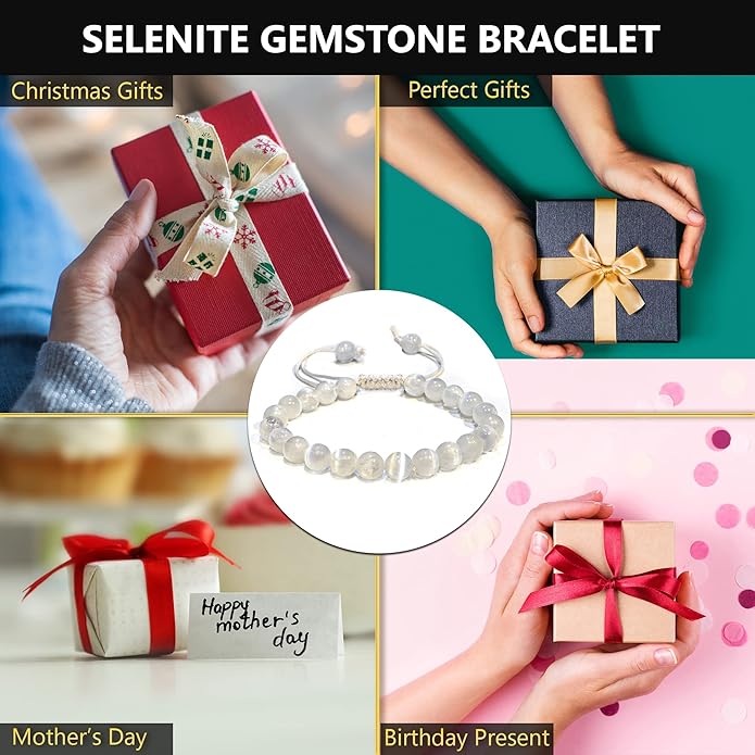 Energy Protection Crystal Handmade Adjustable Bead Bracelet Perfect for Men, Women’s Gift - Gemstone Healing Stretch Bracelet Pulsera Para Hombre Mujer Stocking Stuffer