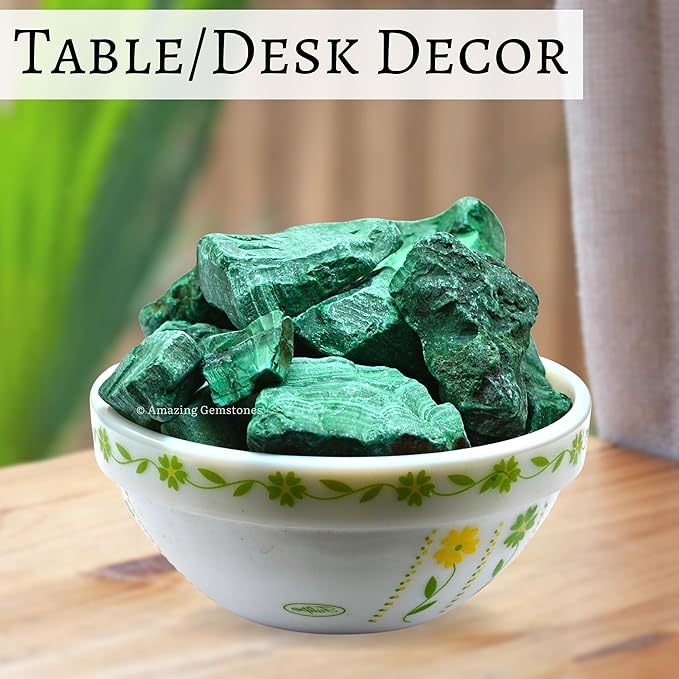 Amazing Gemstone 2 Pieces Malachite Raw Crystals and Healing Stones, Natural Rocks for Tumbling and DIY Raw Stones and Crystals