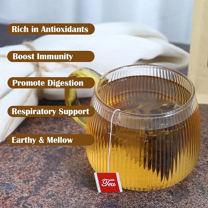 FullChea - Mullein Leaf Tea Bags, 60 Teabags, 2g/bag - Premium Dried Mullein Herbs For Detox & Respiratory Support - Non-GMO - Caffeine-free - Natural Healthy Herbal Tea