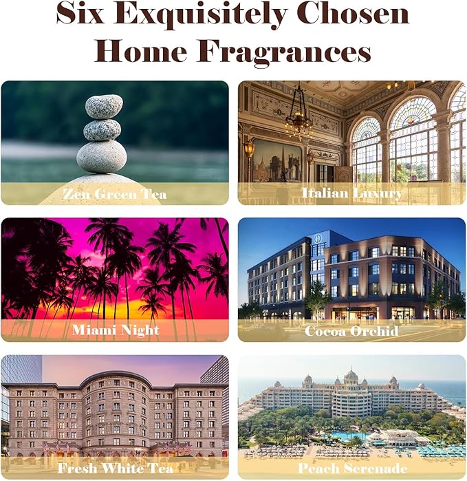 AmaKane Home Fragrance Oils, Diffuser Oils Scents for Home, Candle Making Scents, Fragrance Oil for Soap Making, Fresh White Tea, Cocoa Orchid, Peach Serenade and More Essential Oils, 6x10 ml