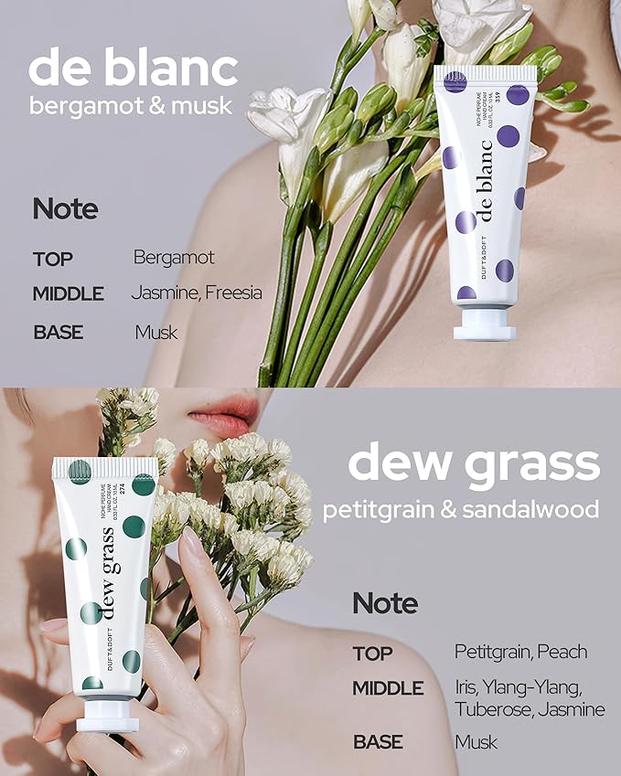 DUFT&DOFT Niche Perfume Hand Cream Miniature Gift Set - 4 Fragrances Hand Moisturizer - Long Lasting Fragrance Non Greasy Moisturizing Scented Hand Cream. 0.3oz Pack of 4