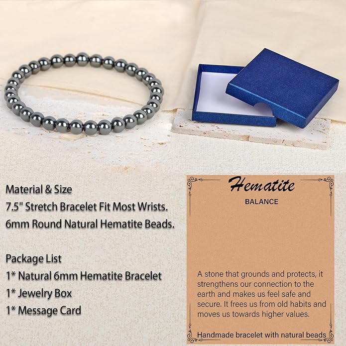 LPBeads Handmade Natural Gemstone Stretch Elastic Bracelet Healing Crystal Round Stone Beads Jewelry Gifts for Women Men