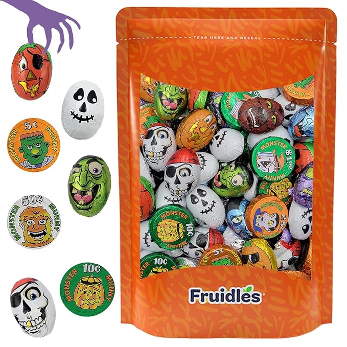 Fruidles Halloween Tricky Treat Master Bag, Trick-Or-Treat Party Bag Fillers, Individually Wrapped in Multi-color Design Foils, Kosher Certified (1 Pound)