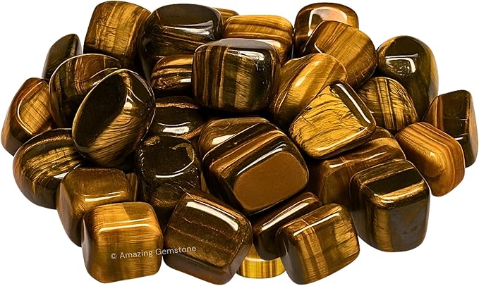 Amazing Gemstone Tiger Eye Crystals and Healing Stones Tumbled - 1 Oz Tiger Eye Stone Gem Stones, Natural Healing Stones for Energy Balance, Stress Relief - Polished Gems Rocks