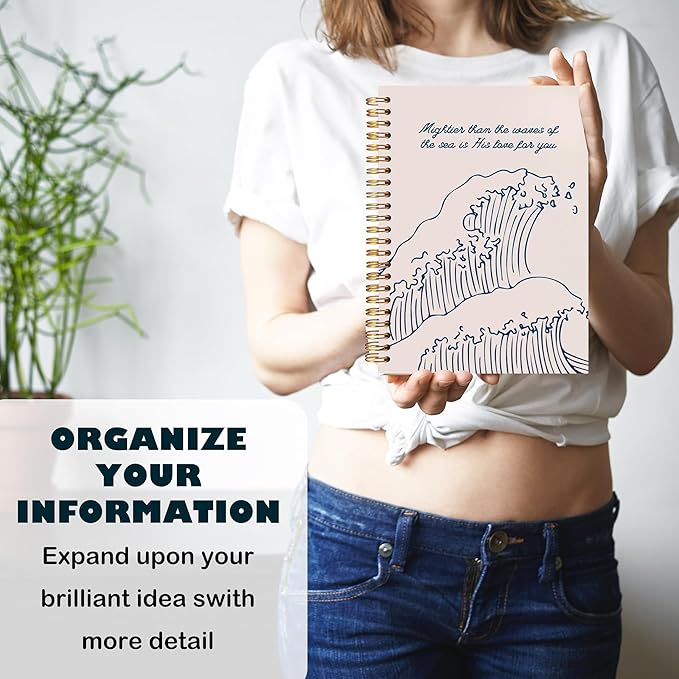 BearCake Mental Health Journal Notebook- Mightier Than The Waves,motivational gifts,Journal,motivational journals for women,Spiral Notebook 5.5x8.3