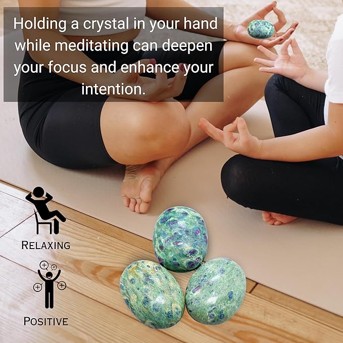 Amazing Gemstone Ruby in Fuchsite Crystals and Healing Stones - Large Palm Stone Crystals Piedra - Crystal for Good Luck, Positive Energy, Meditation - Unique Stocking Stuffers, Gifts for Women, Men