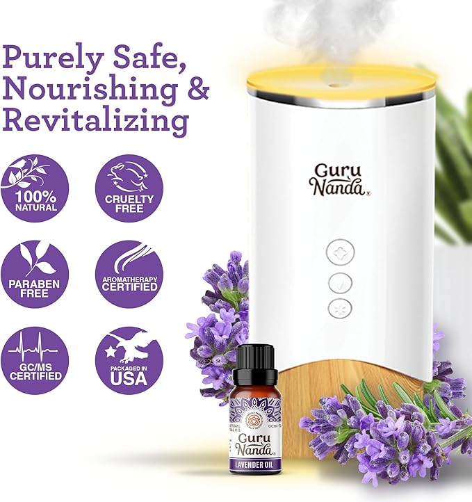 GuruNanda Lavender Essential Oil, 100% Pure, Natural & Undiluted Aromatherapy Oil for Diffusers, Massage & DIY Recipes, Aids in Feeling of Relaxation and Calmness (2X0.5 Fl Oz)
