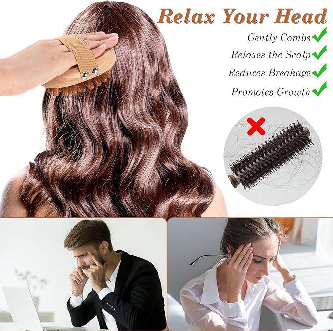 Patelai 12 Pack Wooden Lymphatic Massage Tools with Air Cushion & Elastic Band Cellulite Remover & Body Shaping Kit Meridian Brush, Gua Sha Comb for Scalp, Muscle Pain Relief & Hair Growth