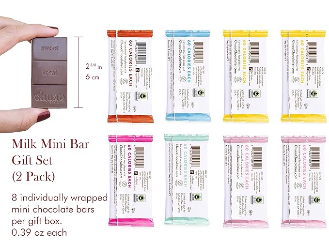Chuao Chocolatier Milk Chocolate Mini Gift Box | Gourmet Chocolate Assorted Bars European No Preservatives | For Gift Baskets, Christmas, Valentines Day, Birthday, Thank You, Care Package | 16 Pieces