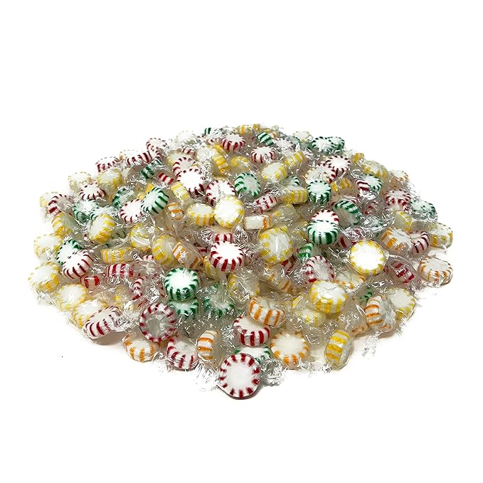 Fruit Flavored Starlight Hard Candy - 3 lbs - Apple, Strawberry, Lemon and Orange Flavored Disks Old School Classic Starlights - Bulk American Vintage Candy Assortment - Individually Wrapped, 48 oz.