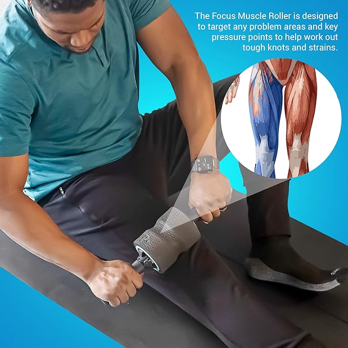 Chirp Focus Muscle Roller, Focus Wheel and Roller Handle in One, On-The-Go Muscle Massage Tool, Stretching Equipment, Targets Pressure Points, Focused Neck & Back Massager - 4" Holds Up to 500 lbs