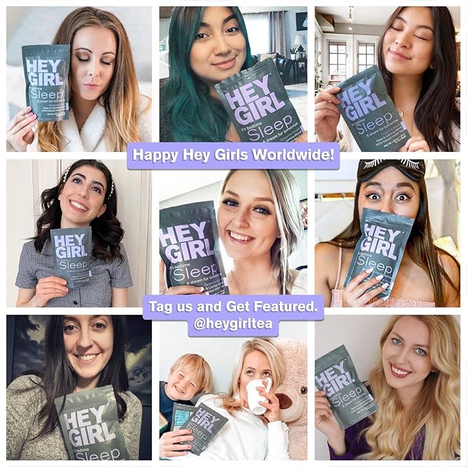 Hey Girl Sleep Tea - Natural Herbal Bedtime Tea Bags with Chamomile, Passion Flower, Valerian Root, Lemon Balm - Calming, Relaxing Adults Sleepy Night Time Tea - Relaxation Gifts for Women 3-packs
