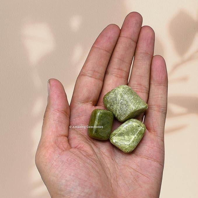 Amazing Gemstone Vesuvianite Crystals and Healing Stones Tumbled - 1000+ Carats Vesuvianite Stone, Natural Healing Stones for Energy Balance, Stress Relief - Polished Gems Rocks