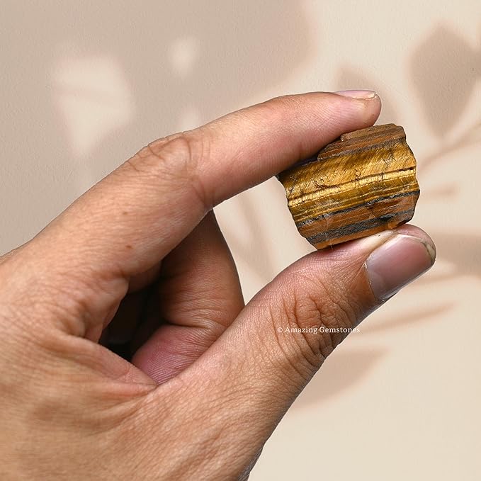 Amazing Gemstone 2 Pieces Tiger Eye Raw Crystals and Healing Stones, Natural Rocks for Tumbling and DIY Raw Stones and Crystals