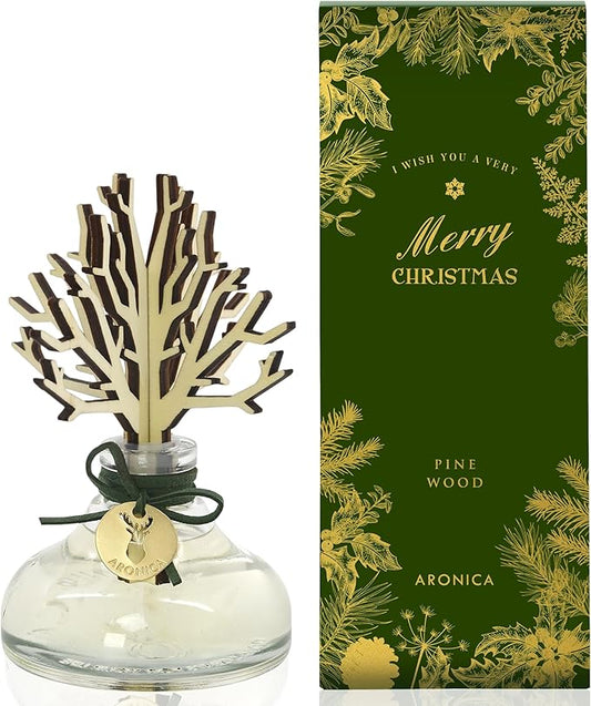 Aronica Christmas Diffuser 120ml / 4floz- Pine Wood Scent, Eucalyptus Mint Essential Oil Reed Diffuser, Fir Tree Scent Oil Classy Christmas Home Decor Holiday, Luxury Skandinavisk High End Oils