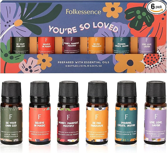 Folkulture Essential Oils for Diffusers | Oil Diffuser Essential Oil Set of 6 Fragrance Oil | Diffusers Oil Scents for Home | Fragrance Oil for Diffusers | Patchouli, Jasmine, Rose