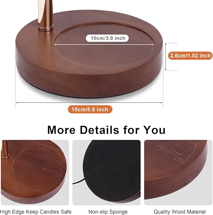 Candle Warmer Lamp with Timer, Dimmable Candle Warmer Lamp, Adjustable Height Candle Lamp, Electric Candle Lamp Warmer with 2 Bulbs, Candle Warmer Lamp for Home Bedroom Decor (Wooden Base)