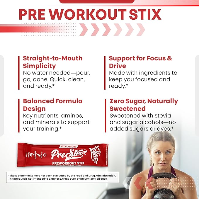 Clean Nutraceuticals Pre Workout Powder Energy Sticks - Caffeine 100mg, Energy Drink Mix, Creatine Monohydrate, Beta Alanine, L-Citrulline, L-Tyrosine, L-Carnitine, Electrolyte Hydration Packets 20 Ct