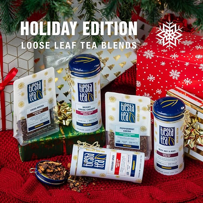 Tiesta Tea - Fireside Spice, Loose Leaf, Mulled Wine Herbal Tea, Premium Non-Caffeinated Blend, Makes Hot or Iced & Brews Up to 50 Cups, 5oz Refillable Tin