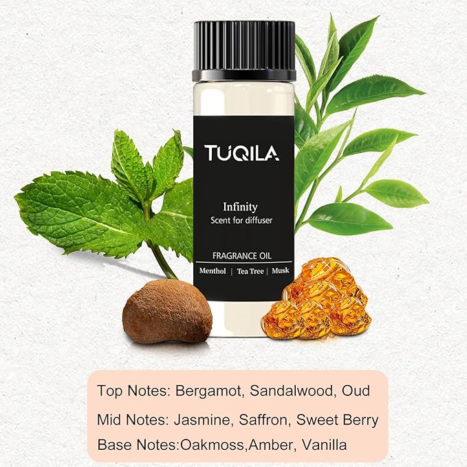 Hotel Luxury Waterless Diffuser Essential Oil Set(3X 20mL), Aroma Scent Oil My Way,Infinity, White Tea Usage Cold Air Diffuser Aromatherapy for Home, Car, Hotel, Office