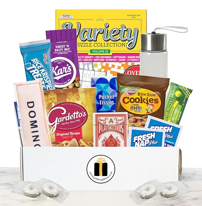 Feel Better Care Package and Get WEll Soon Gift Basket with Puzzle Book, Games, Snack Mix, Cookies, Hydration & Comfort Essentials for Recovery (Vibrant Splash: Feel Better Soon)