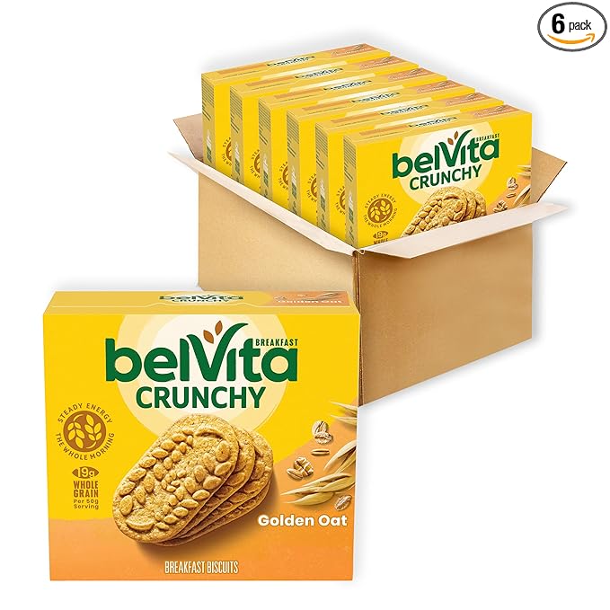 belVita Breakfast Bars Biscuits, Golden Oat, 30 Total Packs, 6 Boxes (4 Biscuits Per Pack)
