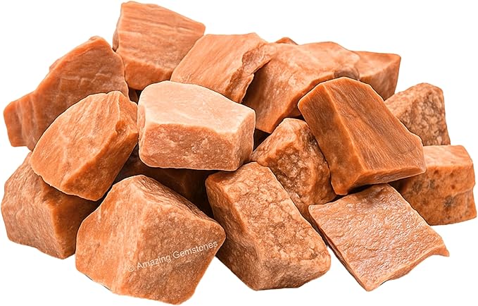 Amazing Gemstone 2 Pieces Peach Moonstone Raw Crystals and Healing Stones, Natural Rocks for Tumbling and DIY Raw Stones and Crystals