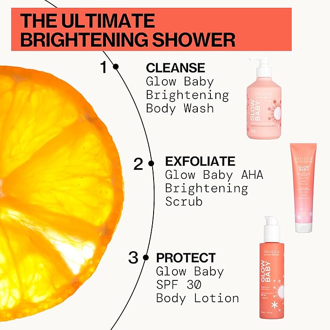 Pacifica Glow Baby Vitamin C SPF 30 Body Lotion – Brightening Daily Moisturizer + Broad Spectrum Sun Protection, Hydrating No White Cast Sunscreen for Glowing Skin, Clean Vegan & Cruelty-Free Skincare