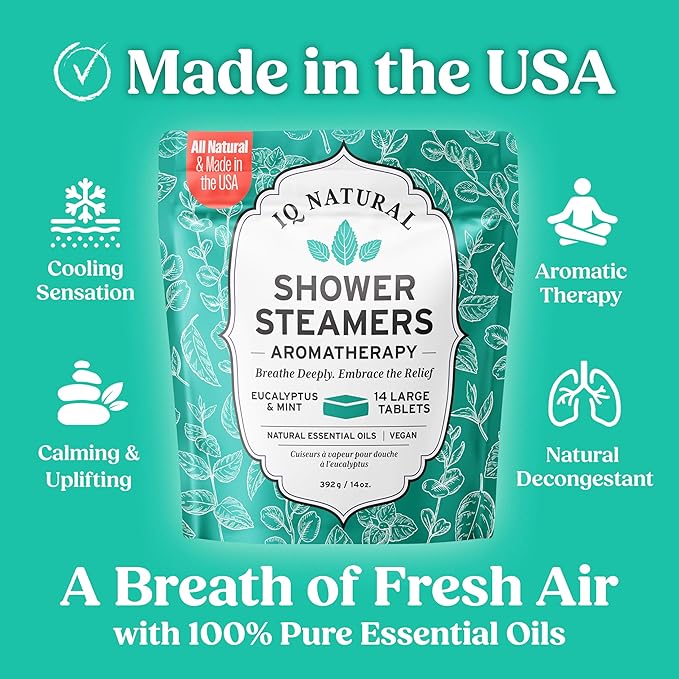 Eucalyptus Shower Steamers Aromatherapy for Women- USA Made - Shower Bombs Aromatherapy for Women, Vapor Shower Tablets, Menthol Shower Scent Steamers Cold and Flu, Organic Shower Steamer