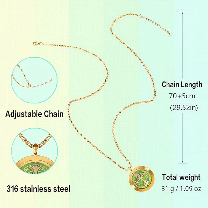 Aromatherapy Diffuser Necklace-Cross Essential Oil Necklace,Aromatherapy Diffuser Pendant for Men and Women,Portable,Suitable for Yoga,Meditation,Travel,Stress Relief Gift(Gold 30mm)