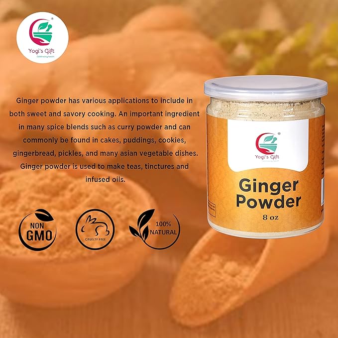 Ginger Powder 8oz | As Spicy as Fresh Ginger | Flavourful Powder | 100% Pure and Natural | Great for Baking and Tea | By Yogi’s Gift®