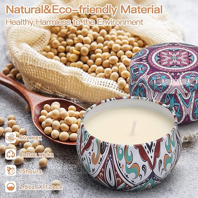 Scented Candle Gifts for Women Birthday Gift for Women Scented Candles for Home Aromatherapy Soy Wax Candle Jar Candles, Grey