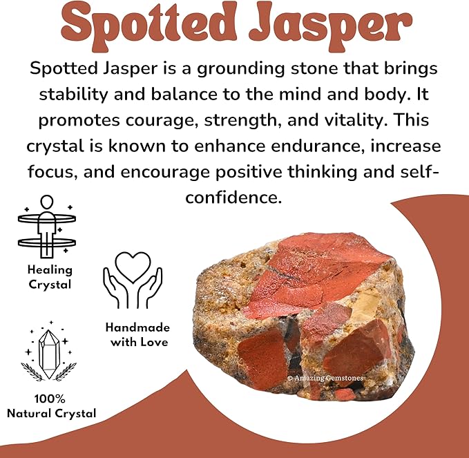 Amazing Gemstone 2 Pieces Spotted Jasper Raw Crystals and Healing Stones, Natural Rocks for Tumbling and DIY Raw Stones and Crystals
