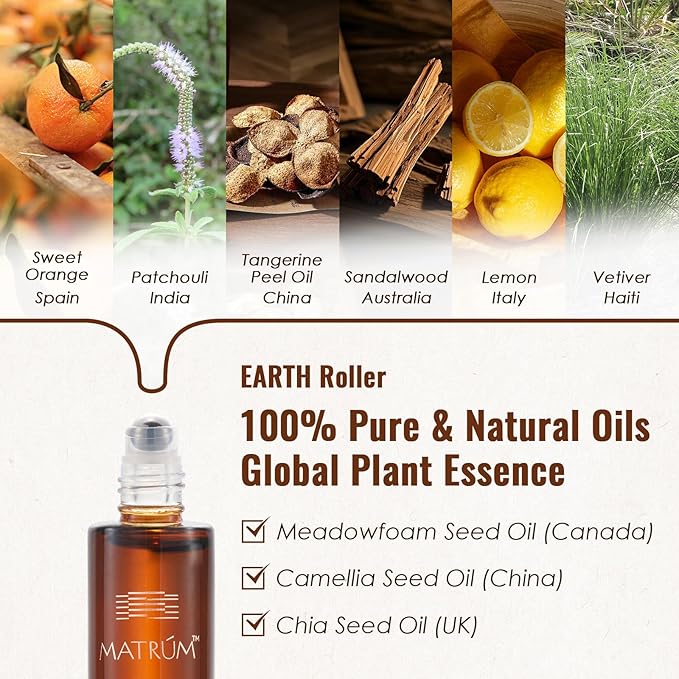 MATRUM Five Element Essential Oil Roll-On Set – 100% Pure Aromatherapy Blend for Stress Relief, Anxiety Ease, Relaxation & Sleep Support, Circulation & Balance, Self-Care Gift, 2.5 Fl Oz