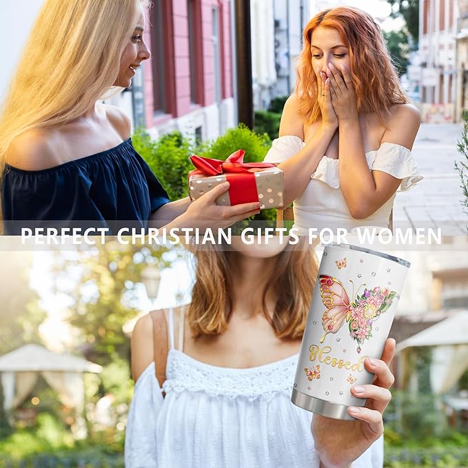 Christian Gifts for Women Tumbler 20oz, Religious/Inspirational/Catholic/Spiritual/Birthday/Baptism Confirmation Gifts for Girl, Bible Verse/Scripture Present