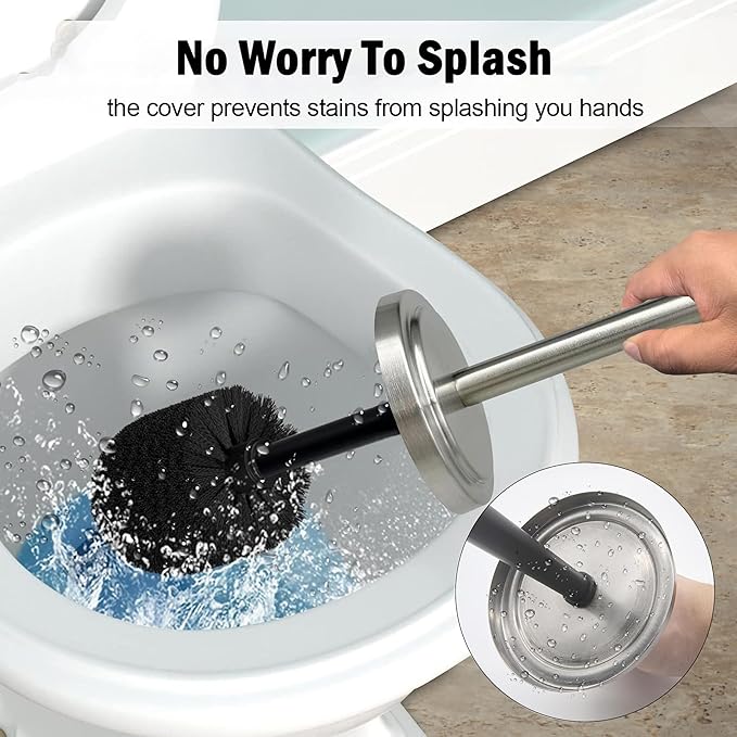 Brushed Nickel Toilet Bowl Brush with Holder, Durable Bathroom Cleaning Tool, Modern Design for Easy Toilet Maintenance, Bathroom Cleaner Brush for Efficient Cleaning and Hygiene