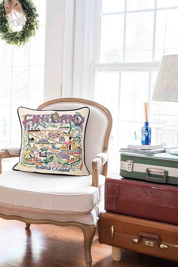 Catstudio England Embroidered Decorative Throw Pillow