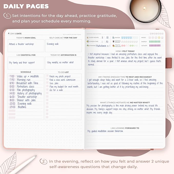 Clever Fox Self-Care Journal – Daily Reflection Notebook – Mental Health & Personal Development Planner, Meditation & Mood Log, A5 (Rose Gold)