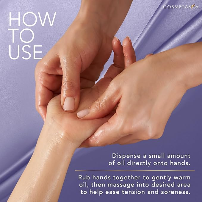 Cosmetasa Lavender Massage Oil for Massage Therapy with Roller - All Natural, Cruelty-Free & Spa Quality Skin Therapy Oil & Soothing Care - Lavender, Geranium & Grapeseed Oil (8.8 oz)