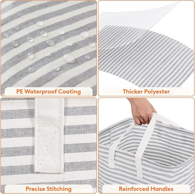 Lifewit 2 Pack Laundry Hamper Large Collapsible Laundry Baskets, Freestanding Waterproof Clothes Hamper with Easy Carry Handles in Laundry Room Bedroom Bathroom College Dorm for Adults, Grey, 2 x 90L