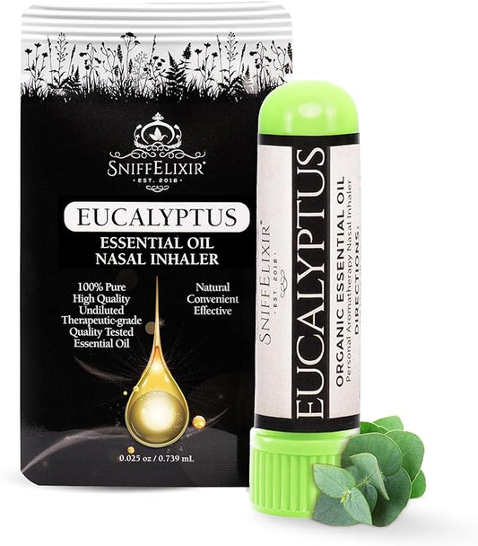 Eucalyptus Nasal Inhaler with Essential Oils for Adults - Natural Aromatherapy Stick for Breathing, Portable