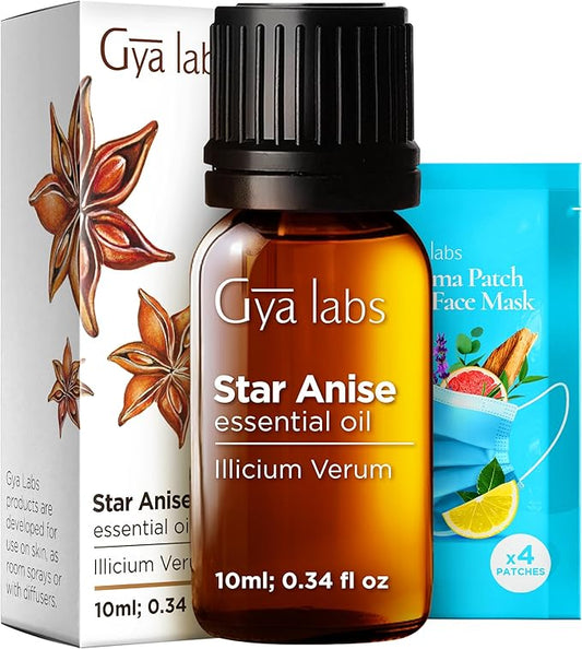 Gya Labs Star Anise Essential Oil - 0.34 Fl Oz - for Hair, Skin, Diffuser, Aromatherapy & DIY Candle Making Scent