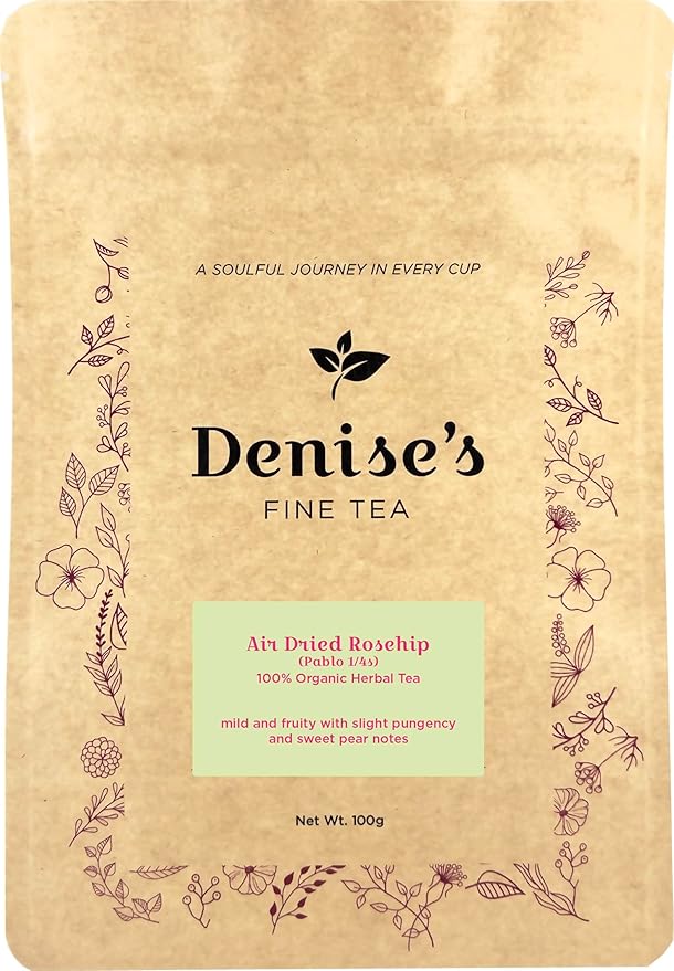 Denise's Fine Tea, Air Dried Rosehip - Pablo 1/4s, Herbal Tea, Caffeine-Free Fruit, Loose, Kosher, Vegan (100g)
