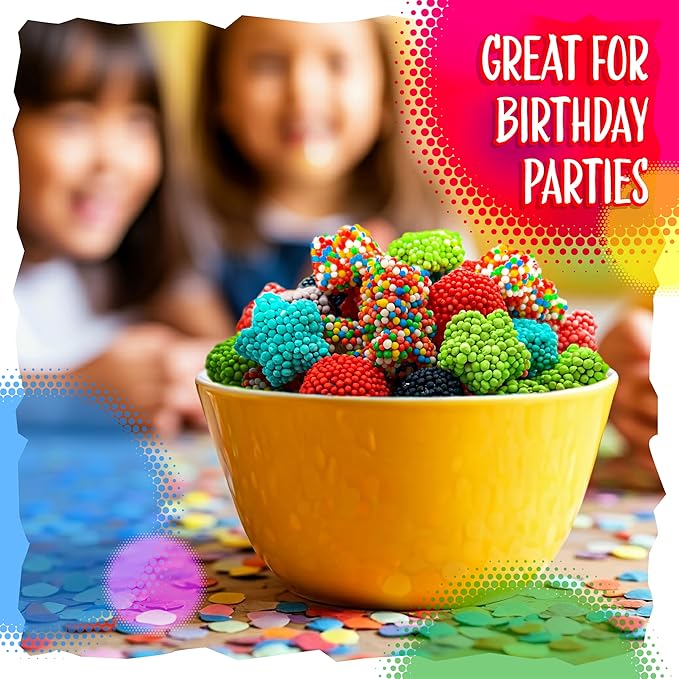 Crunchy Gummy Candy Mix | 2 Pound Bag | Rainbow Nonpareils Bears, Berries, Star Shaped Chewy Clusters | Gummy Mix for Kids' Party Favors | Fruity and Sour Flavors