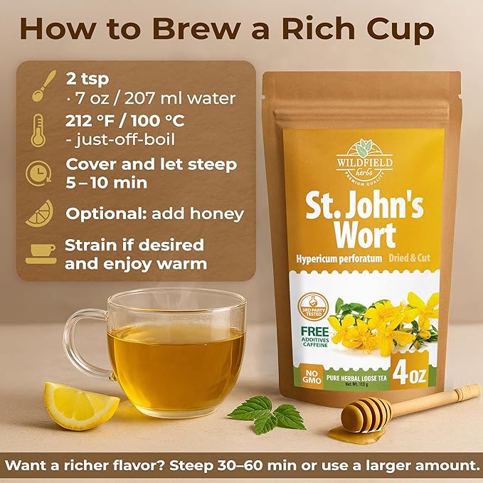 4 oz. St Johns Wort Herb Herbal Tea (Hypericum) - 113g Hierba De San Juan Herb Tea